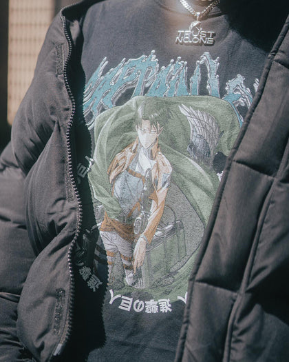 Goat Crew X Attack On Titan Captain Levi Vintage T-Shirt Black Wash