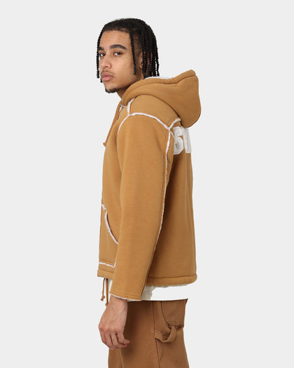 Supreme Faux Shearling Hooded Jacket Brown