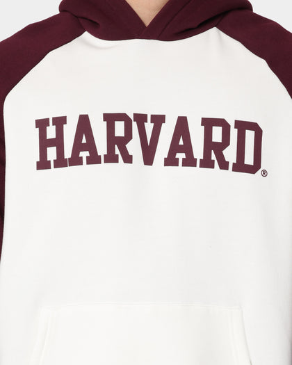 National Collegiate Athletic Association Harvard Crimson Two Tone Raglan Hoodie Vintage White