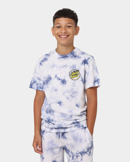Santa Cruz Kids' Checked Out Flamed Dot Front T-Shirt Blue Tie Dye