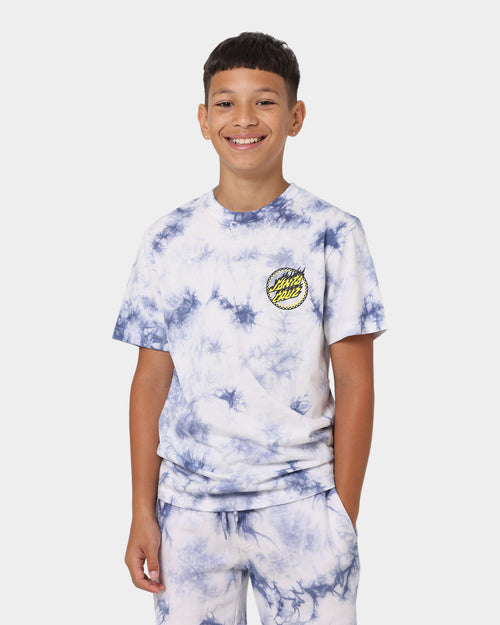 Santa Cruz Kids' Checked Out Flamed Dot Front T-Shirt Blue Tie Dye