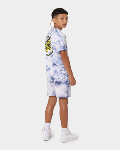 Santa Cruz Kids' Checked Out Flamed Dot Front T-Shirt Blue Tie Dye