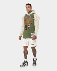 Mitchell & Ness Chicago Bulls Dennis Rodman #91 Flight Swingman Jersey Olive
