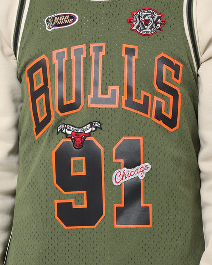Mitchell & Ness Chicago Bulls Dennis Rodman #91 Flight Swingman Jersey Olive