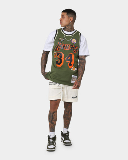 Mitchell & Ness Los Angeles Lakers Shaquille O'Neal #34 Flight Swingman Jersey Olive