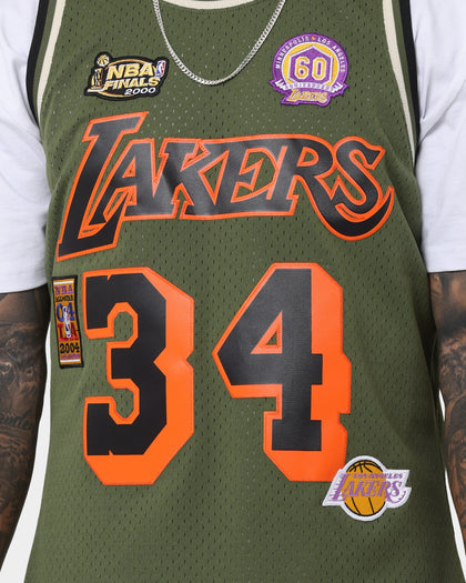Mitchell & Ness Los Angeles Lakers Shaquille O'Neal #34 Flight Swingman Jersey Olive