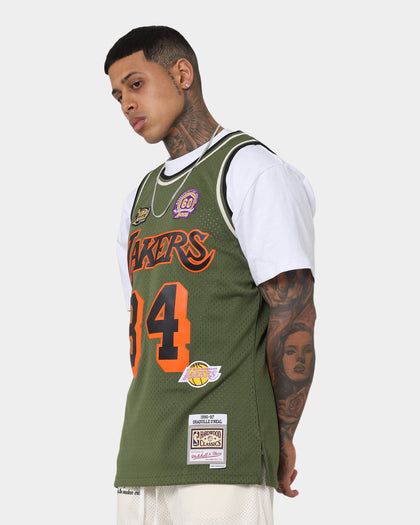 Mitchell & Ness Los Angeles Lakers Shaquille O'Neal #34 Flight Swingman Jersey Olive