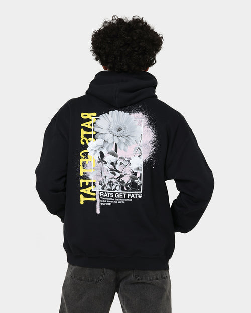 Rats Get Fat Paint Flower Hoodie Black