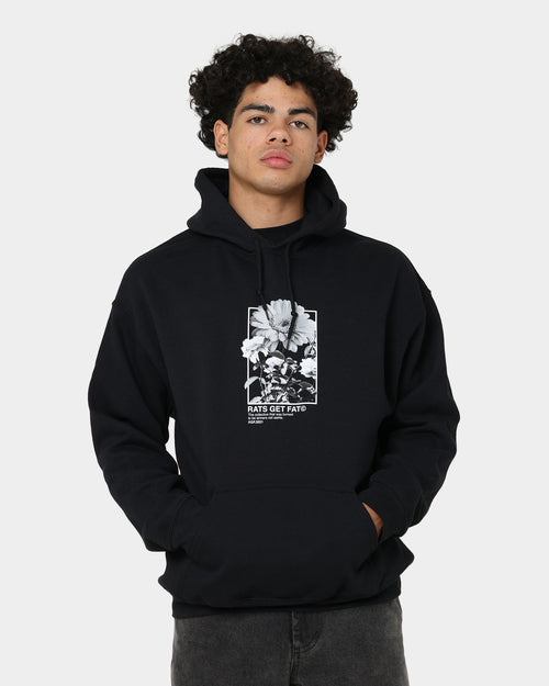 Rats Get Fat Paint Flower Hoodie Black