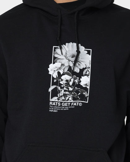 Rats Get Fat Paint Flower Hoodie Black