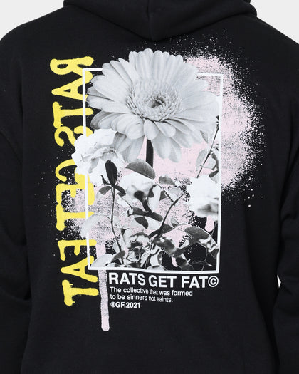 Rats Get Fat Paint Flower Hoodie Black
