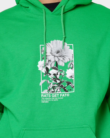 Rats Get Fat Paint Flower Hoodie Green