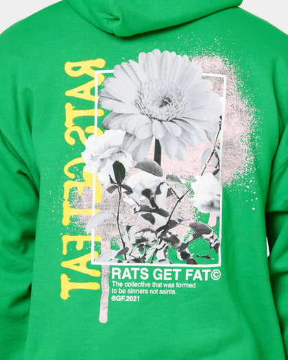 Rats Get Fat Paint Flower Hoodie Green