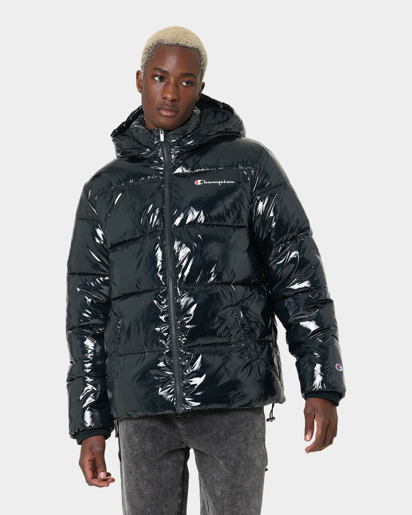 Hood Calvin Klein High Gloss Puffer Jacket Black Puffer Mens High