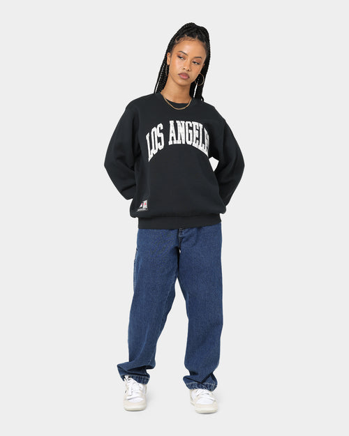 Majestic Athletic Women's Los Angeles Dodgers Check Wordmark Crewneck Faded Black