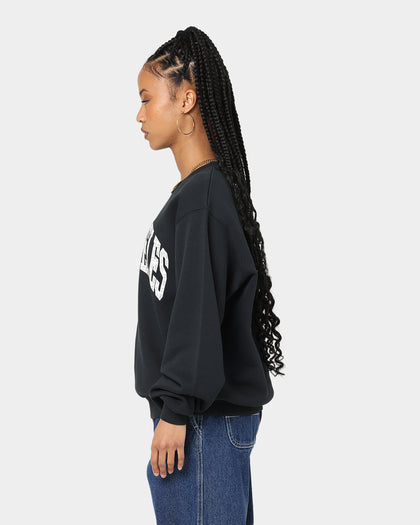 Majestic Athletic Women's Los Angeles Dodgers Check Wordmark Crewneck Faded Black