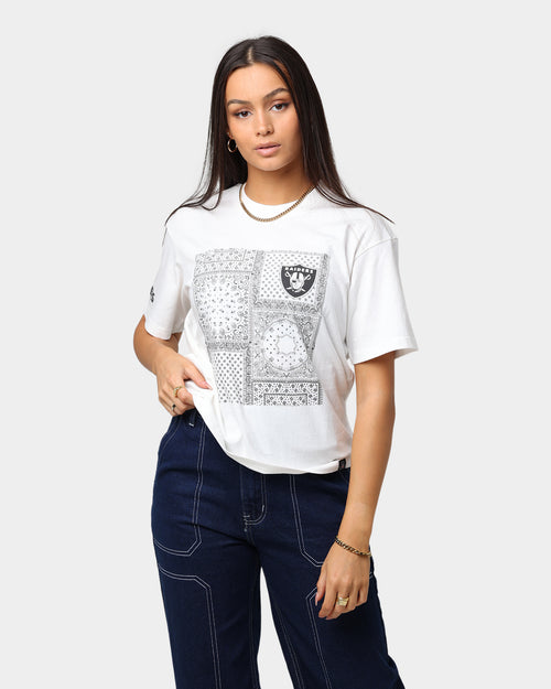 Majestic Athletic Women's Las Vegas Raiders Paisley Panel Print T-Shirt Optic White
