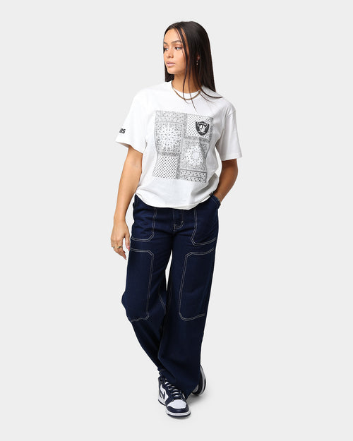 Majestic Athletic Women's Las Vegas Raiders Paisley Panel Print T-Shirt Optic White