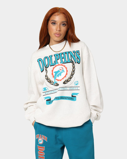 Mitchell & Ness Women's Miami Dolphins National Crewneck White Marle
