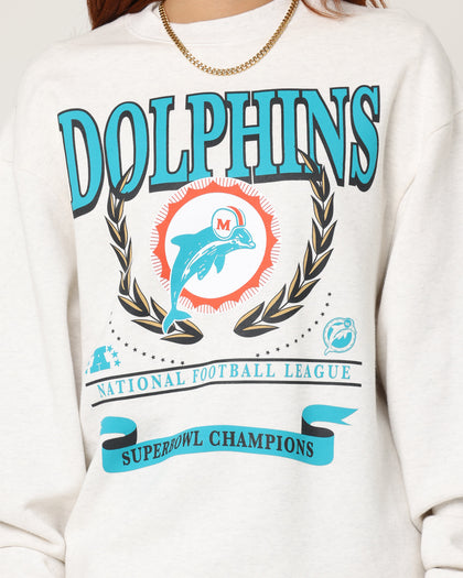 Mitchell & Ness Women's Miami Dolphins National Crewneck White Marle