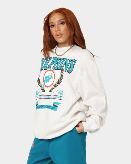 Mitchell & Ness Women's Miami Dolphins National Crewneck White Marle