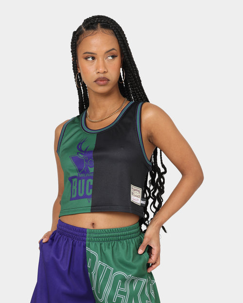 Mitchell & Ness Women's Milwaukee Bucks Big Face 5.0 Crop Tank Top Green