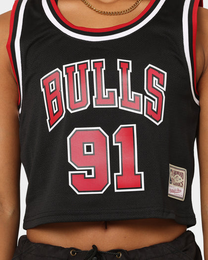 Mitchell & Ness Women's Chicago Bulls Dennis Rodman #91 NBA Cropped Jersey Black