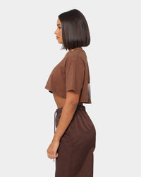 Playboy Women's Monotone Crop T-Shirt Brown