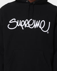 Supreme Raised Handstyle Hoodie Black