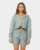 Champion Women's Reverse Weave Split Crop Hoodie Sage Shimmer Green