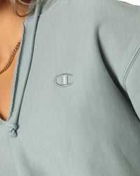 Champion Women's Reverse Weave Split Crop Hoodie Sage Shimmer Green