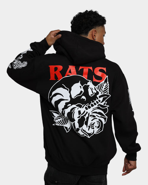 Rats Get Fat Skull Rose Hoodie Black