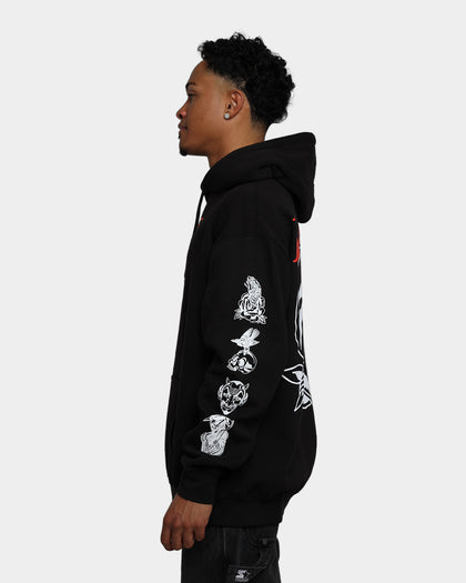 Rats Get Fat Skull Rose Hoodie Black
