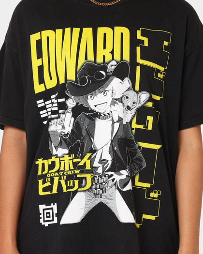 Goat Crew X Cowboy Bebop Edward Vintage T-Shirt Washed Black