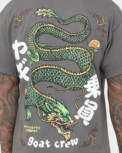 Goat Crew Sleeping Dragons T-Shirt Charcoal