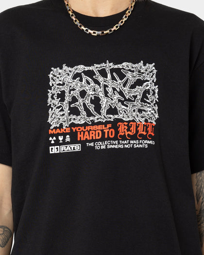 Rats Get Fat Skull Shot T-Shirt Black