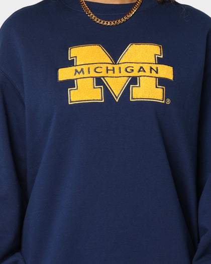 National Collegiate Athletic Association Michigan Wolverines Team Logo Chenille Crewneck Navy