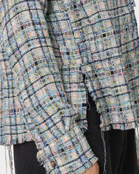 MNML Raw Edge Flannel Shirt Blue/White