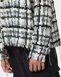 MNML Raw Edge Flannel Shirt Grey/White