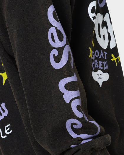 Goat Crew I Can See Ghosts All Over Print Crewneck Washed Black