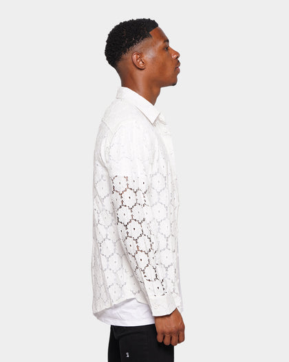 XXIII Cedric Lace Button Up Shirt White