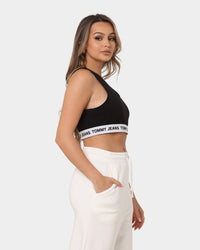 Tommy Jeans Women's Super Crop V Logo Waistband Top Black