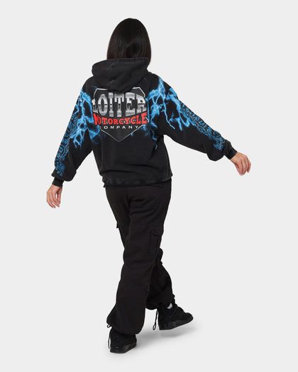 Loiter Lightning Eagle Vintage Hoodie Vintage Black