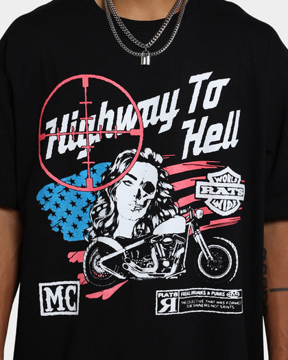 Rats Get Fat Highway To Hell T-Shirt Black