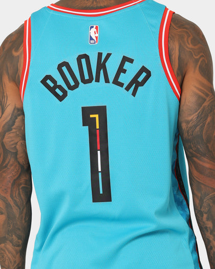 Nike Devin Booker Phoenix Suns #1 City Edition Nike Dri-FIT NBA Swingman Jersey Dark Turquoise