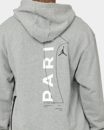 Jordan X Paris Saint-Germain Fleece Pullover Hoodie Dark Grey Heather