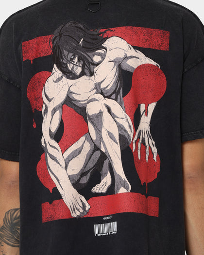 DXXMLIFE X Attack On Titan Eren DXXM Vintage T-Shirt Aged Black