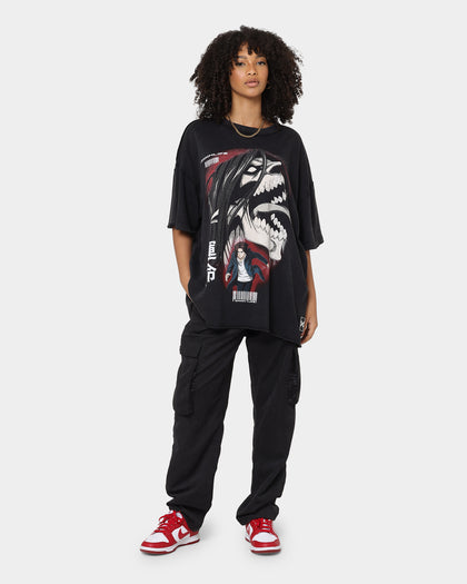 DXXMLIFE X Attack On Titan Eren DXXM Vintage T-Shirt Aged Black