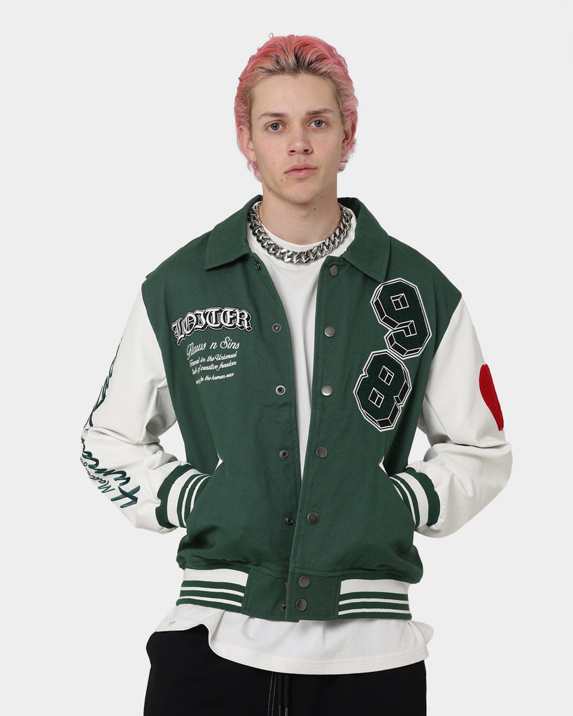 Loiter Human Varsity Jacket Green Culture Kings NZ