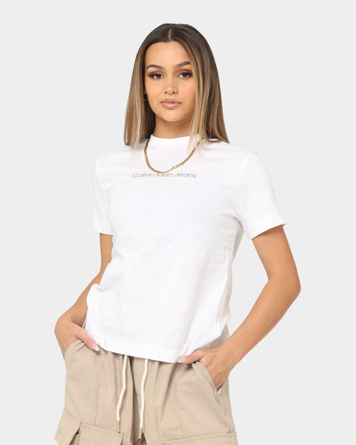 Calvin Klein Women's Shrunken Institutional T-Shirt Bright White